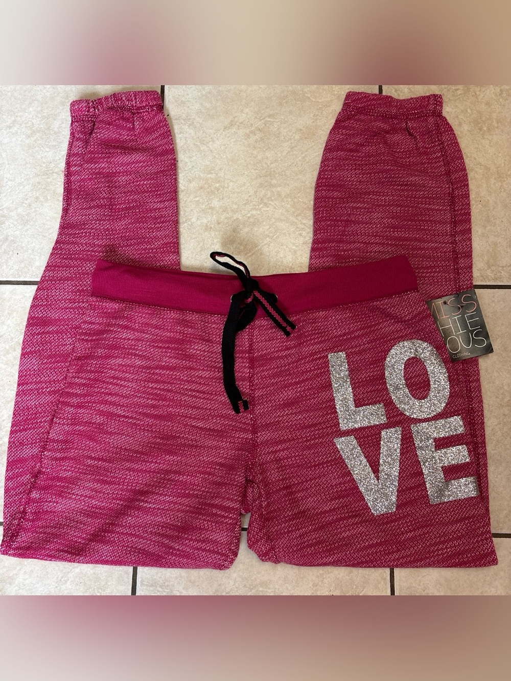 Y2K NWT Miss Chevous Pink Glitter LOVE Sweatpants 💕